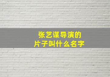 张艺谋导演的片子叫什么名字