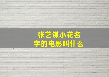 张艺谋小花名字的电影叫什么