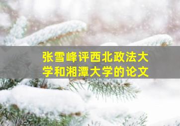 张雪峰评西北政法大学和湘潭大学的论文