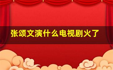 张颂文演什么电视剧火了