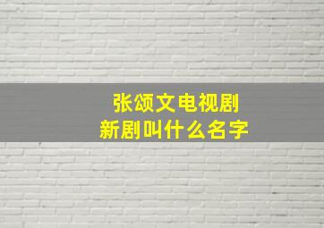 张颂文电视剧新剧叫什么名字