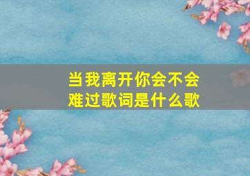 当我离开你会不会难过歌词是什么歌