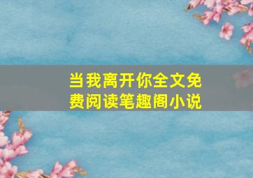 当我离开你全文免费阅读笔趣阁小说