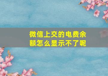 微信上交的电费余额怎么显示不了呢