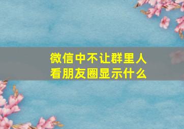 微信中不让群里人看朋友圈显示什么