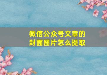 微信公众号文章的封面图片怎么提取