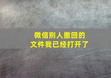 微信别人撤回的文件我已经打开了