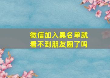 微信加入黑名单就看不到朋友圈了吗