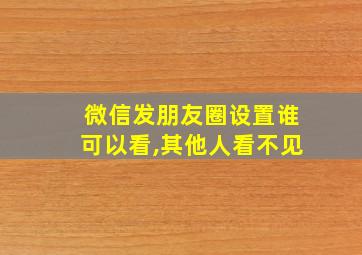 微信发朋友圈设置谁可以看,其他人看不见