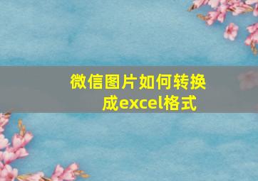 微信图片如何转换成excel格式