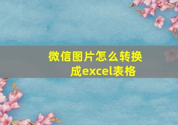 微信图片怎么转换成excel表格