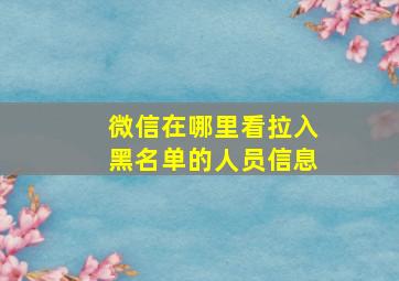 微信在哪里看拉入黑名单的人员信息