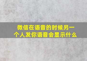 微信在语音的时候另一个人发你语音会显示什么