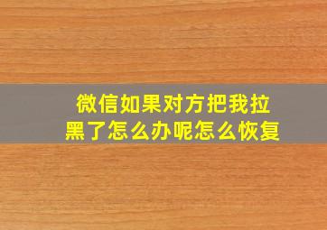 微信如果对方把我拉黑了怎么办呢怎么恢复