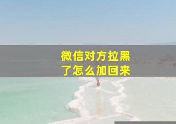 微信对方拉黑了怎么加回来