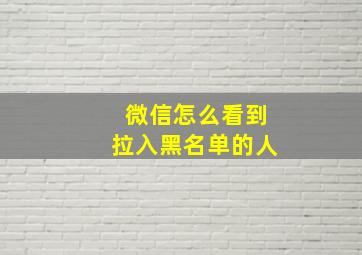 微信怎么看到拉入黑名单的人