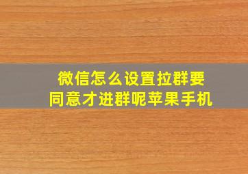 微信怎么设置拉群要同意才进群呢苹果手机