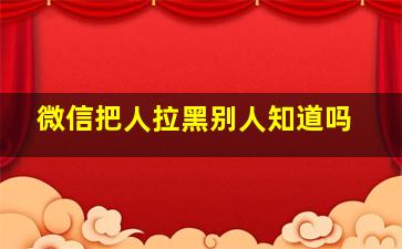 微信把人拉黑别人知道吗