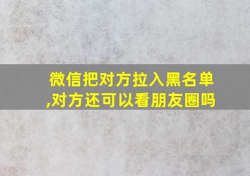 微信把对方拉入黑名单,对方还可以看朋友圈吗