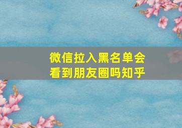 微信拉入黑名单会看到朋友圈吗知乎