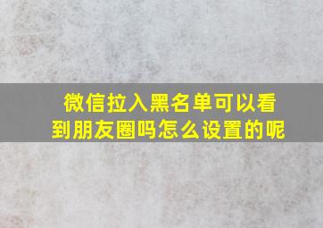 微信拉入黑名单可以看到朋友圈吗怎么设置的呢