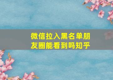 微信拉入黑名单朋友圈能看到吗知乎