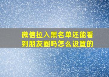 微信拉入黑名单还能看到朋友圈吗怎么设置的