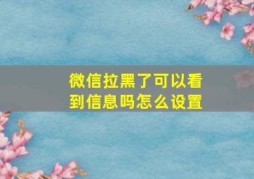 微信拉黑了可以看到信息吗怎么设置