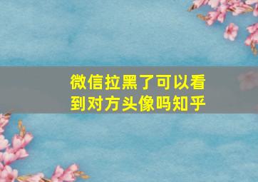 微信拉黑了可以看到对方头像吗知乎