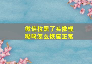 微信拉黑了头像模糊吗怎么恢复正常