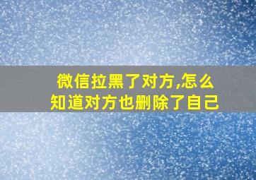 微信拉黑了对方,怎么知道对方也删除了自己