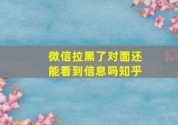 微信拉黑了对面还能看到信息吗知乎