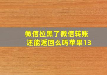 微信拉黑了微信转账还能返回么吗苹果13