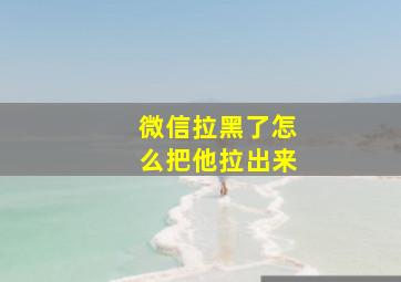 微信拉黑了怎么把他拉出来