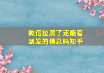 微信拉黑了还能看到发的信息吗知乎