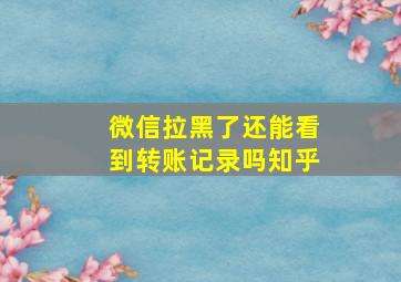 微信拉黑了还能看到转账记录吗知乎