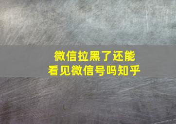 微信拉黑了还能看见微信号吗知乎