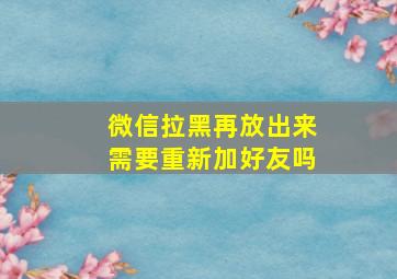 微信拉黑再放出来需要重新加好友吗