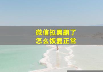 微信拉黑删了怎么恢复正常