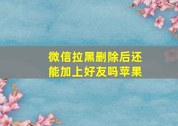 微信拉黑删除后还能加上好友吗苹果