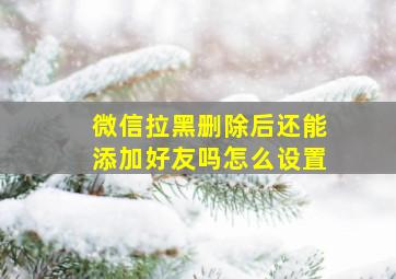 微信拉黑删除后还能添加好友吗怎么设置