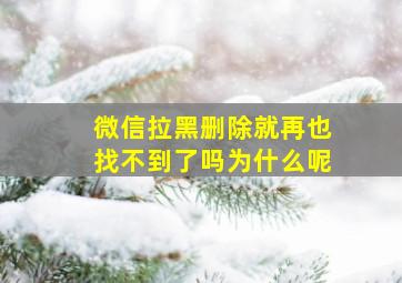 微信拉黑删除就再也找不到了吗为什么呢