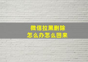 微信拉黑删除怎么办怎么回来