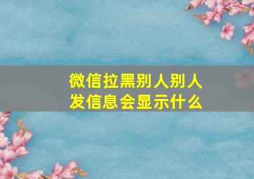 微信拉黑别人别人发信息会显示什么