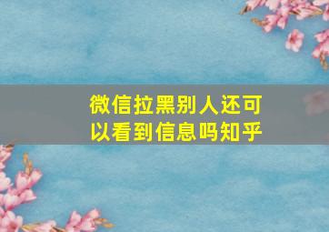 微信拉黑别人还可以看到信息吗知乎