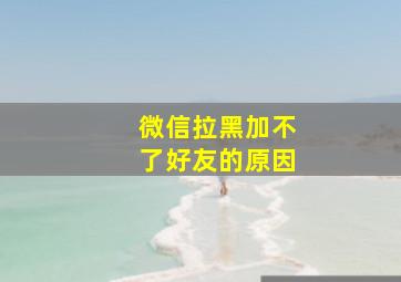 微信拉黑加不了好友的原因