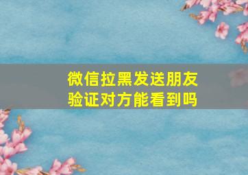 微信拉黑发送朋友验证对方能看到吗