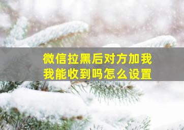 微信拉黑后对方加我我能收到吗怎么设置