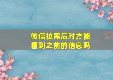 微信拉黑后对方能看到之前的信息吗