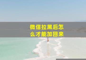 微信拉黑后怎么才能加回来